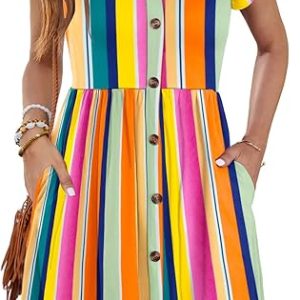 Summer Dresses for Women Beach Boho Sleeveless Vintage Floral Flowy Pocket Tshirt Tank Sundresses